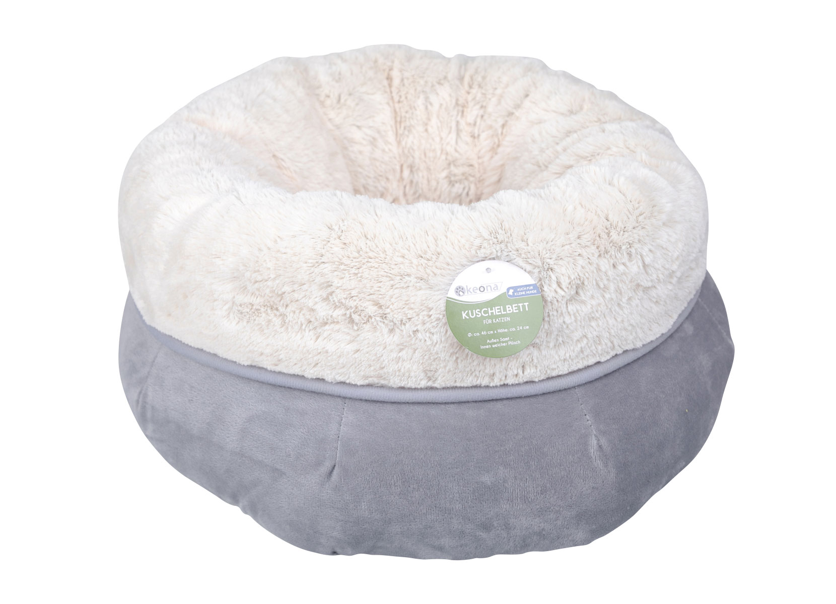 Kuschelbett für Katzen und kleine Hunde 46x24cm Grau