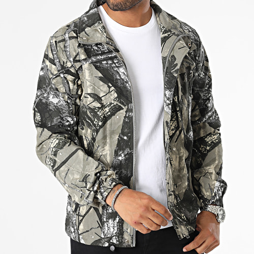 Veste Zippée Vert Kaki Gris Camouflage