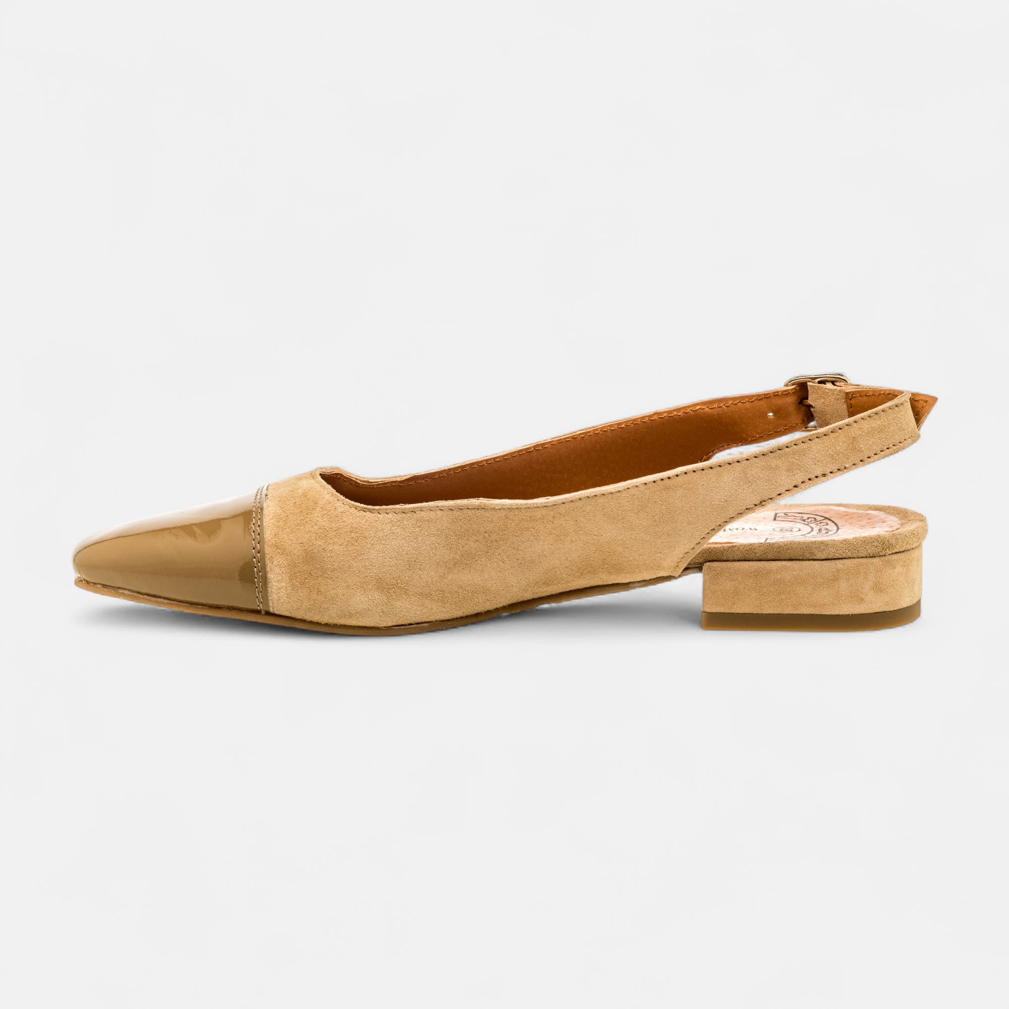 Escarpins avec bride arrière Femme en cuir beige