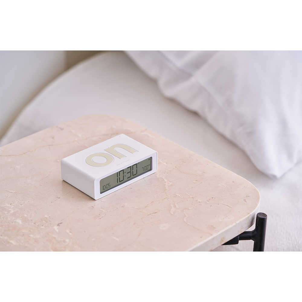 Flip Mini Digitaler Wecker Nachttisch Uhr mit LCD Display (LEX-LR158W9) - Weiss
