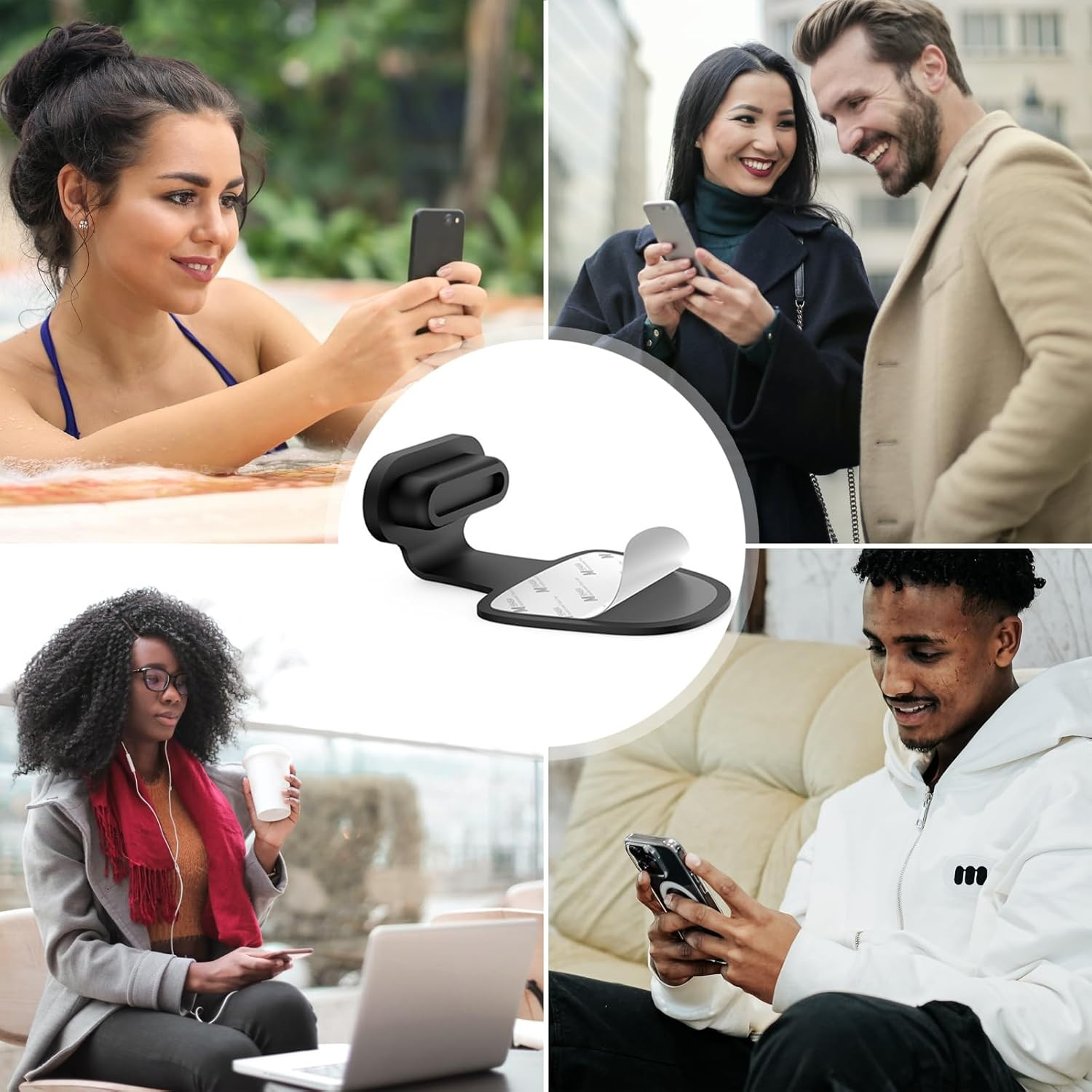 (4er Set) USB C Anti Staub Silikon Schutzstecker Anschlusskappen für Laptop / Notebook / Smartphones - Schwarz