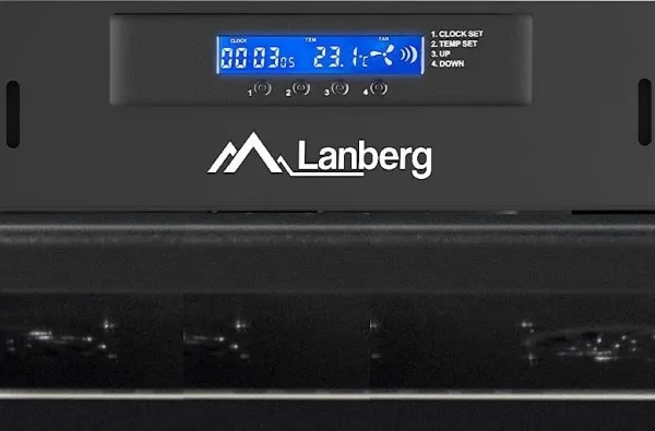 Lanberg - Rack kabinet - med display, 2 køleblæsere - sort, RAL 9004 - 15U - 19