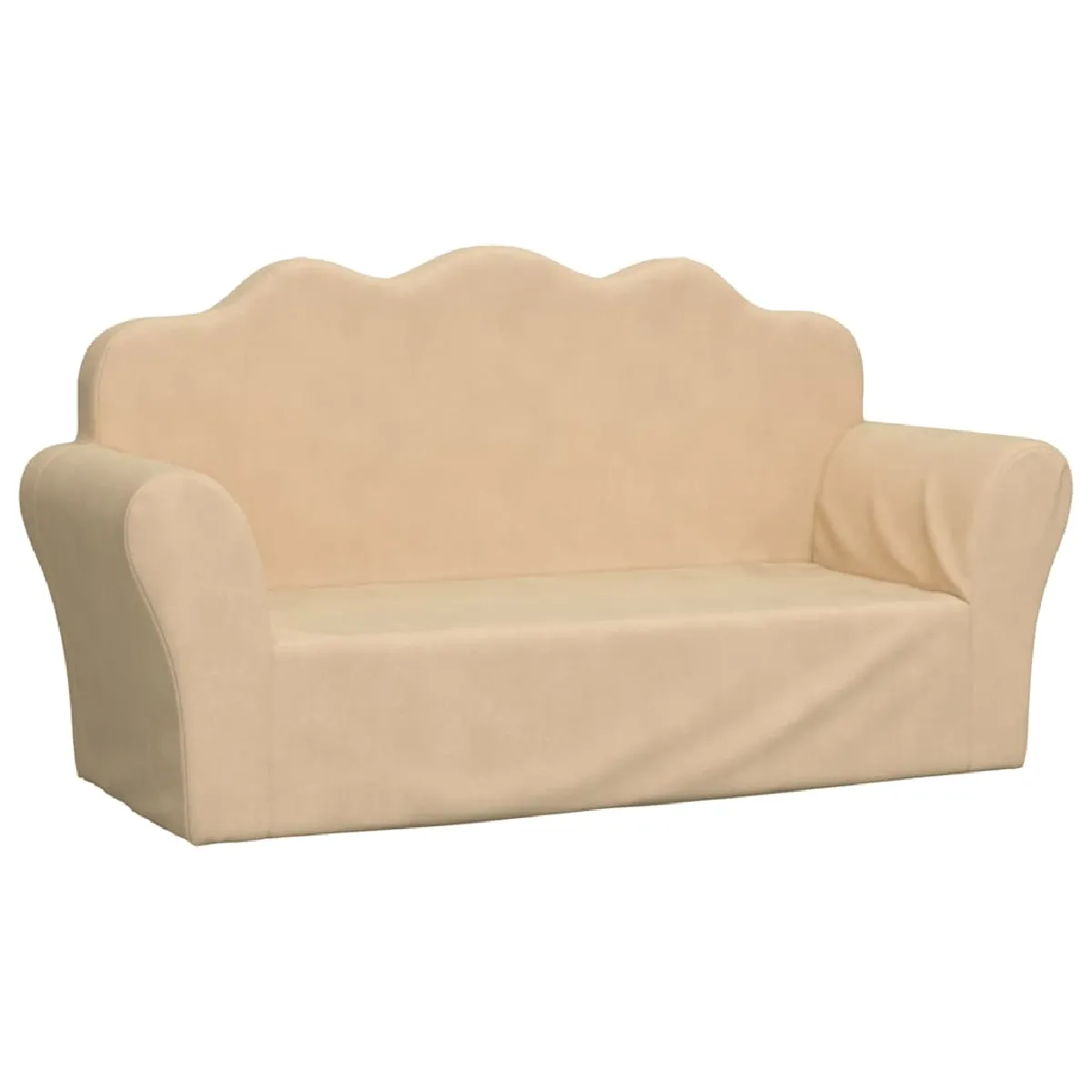 vidaXL Canapé enfants 2 places crème peluche douce