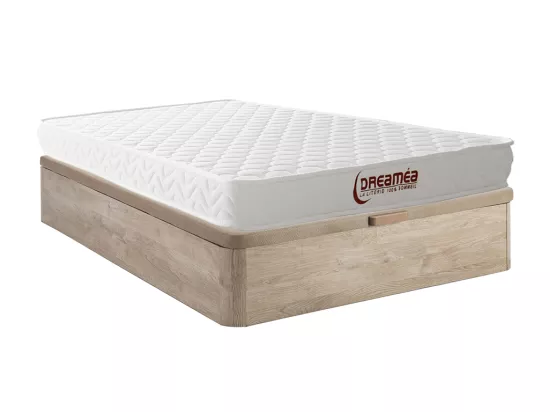 Ensemble 140 x 190 cm sommier coffre naturel clair + matelas mémoire de forme ép.15cm - PELOPS de YSMÉE