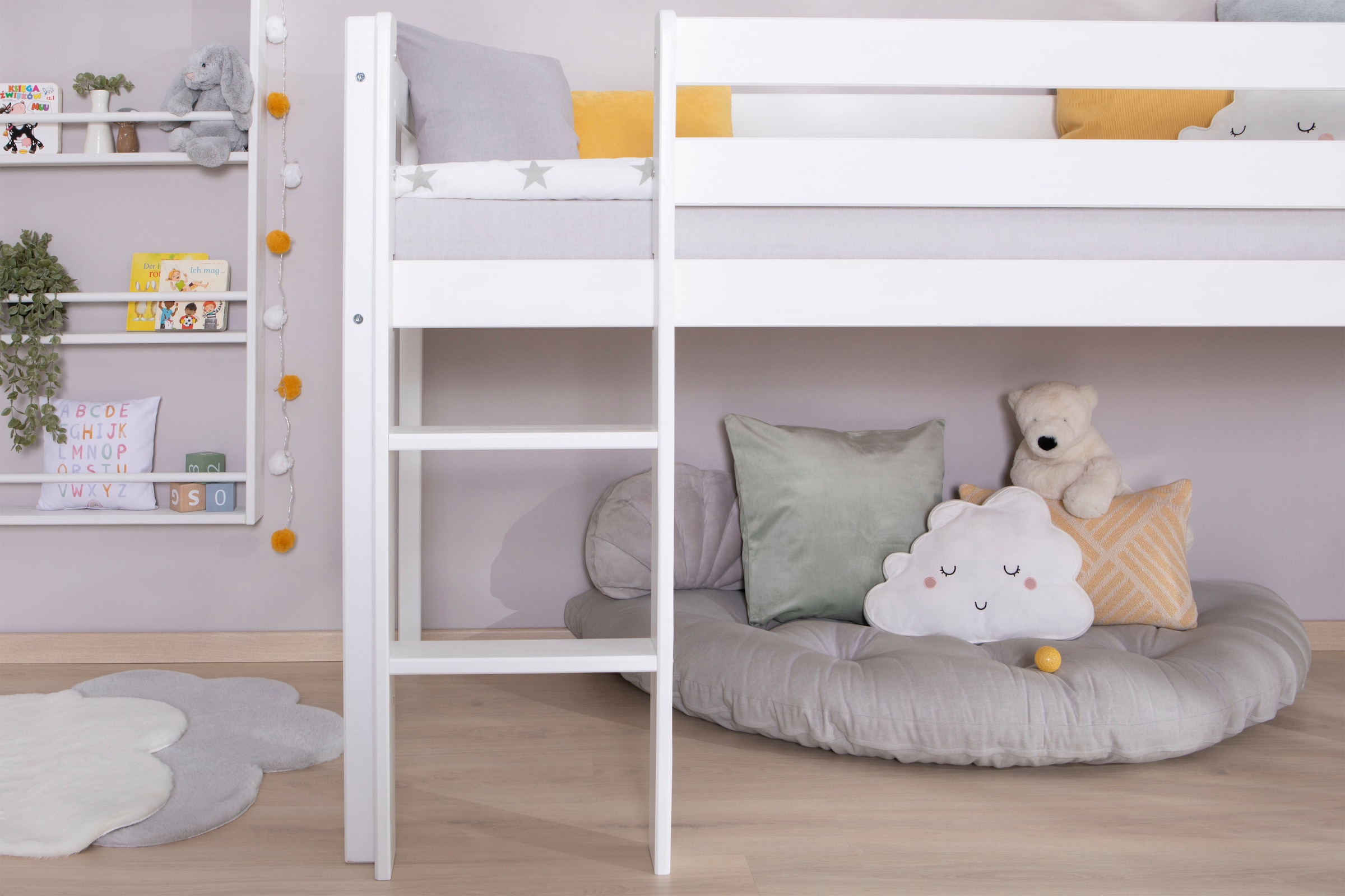Ticaa Hochbett »Malte, FSC®-zertifizierte Kiefer« 90x200cm Liegefläche, Höhe 114cm,  mit Rollrost