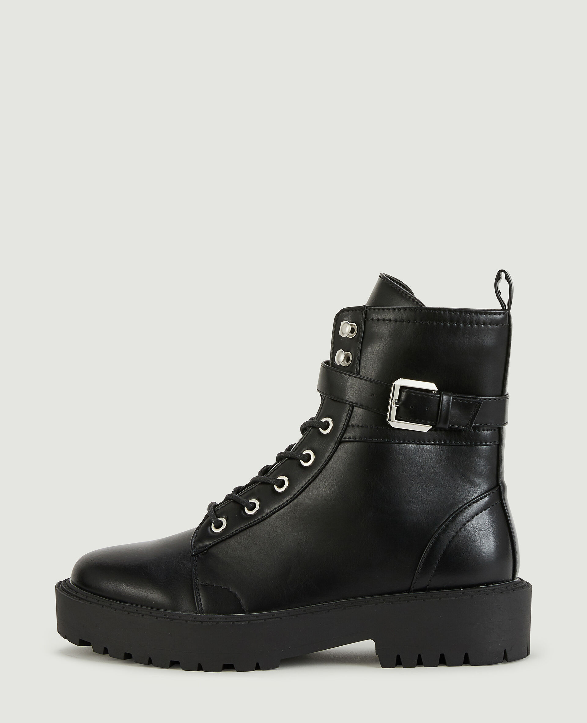 Bottines à lacets et bride - Noir