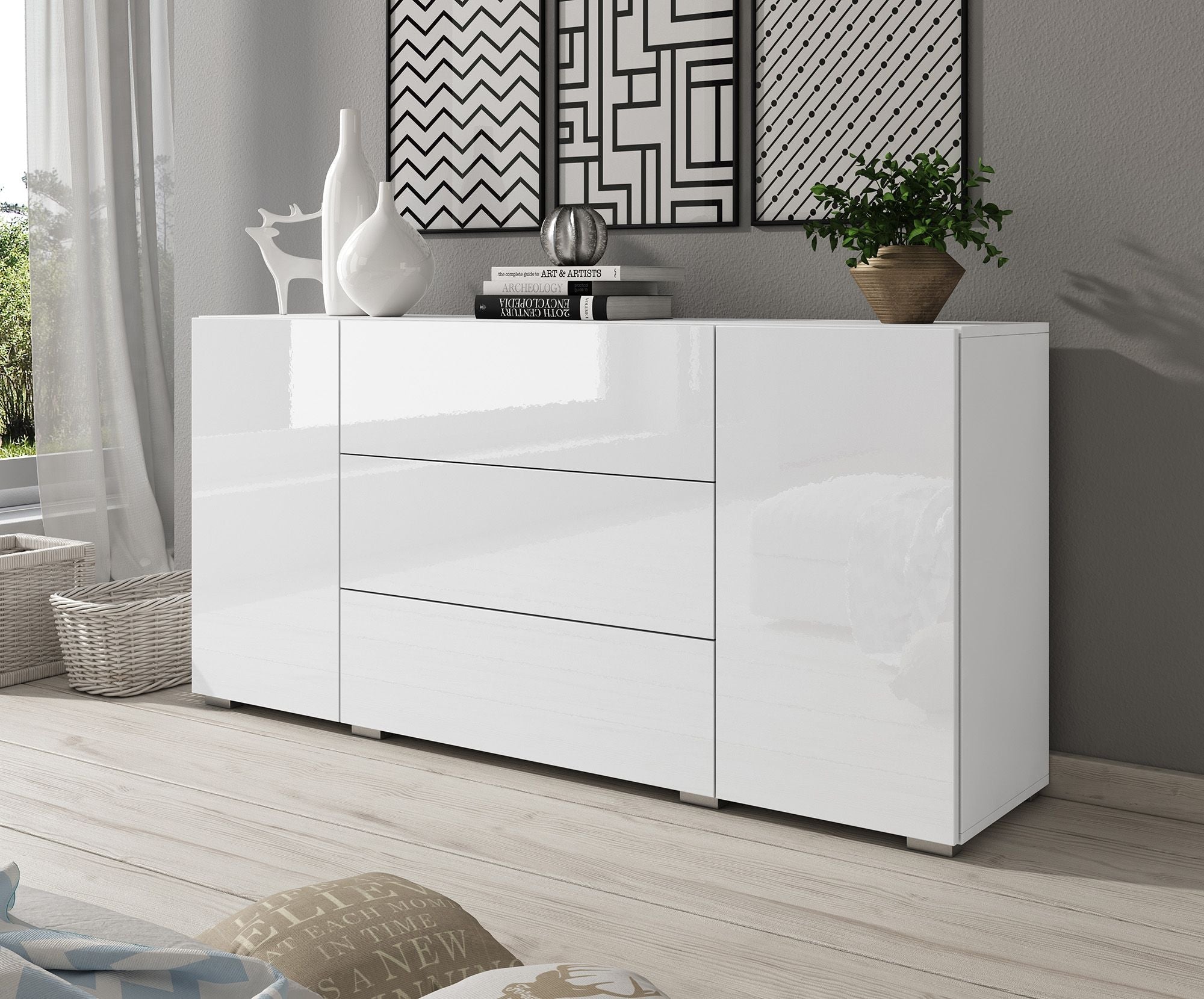 Meubella - Dressoir Bonzo - Wit - 150 cm