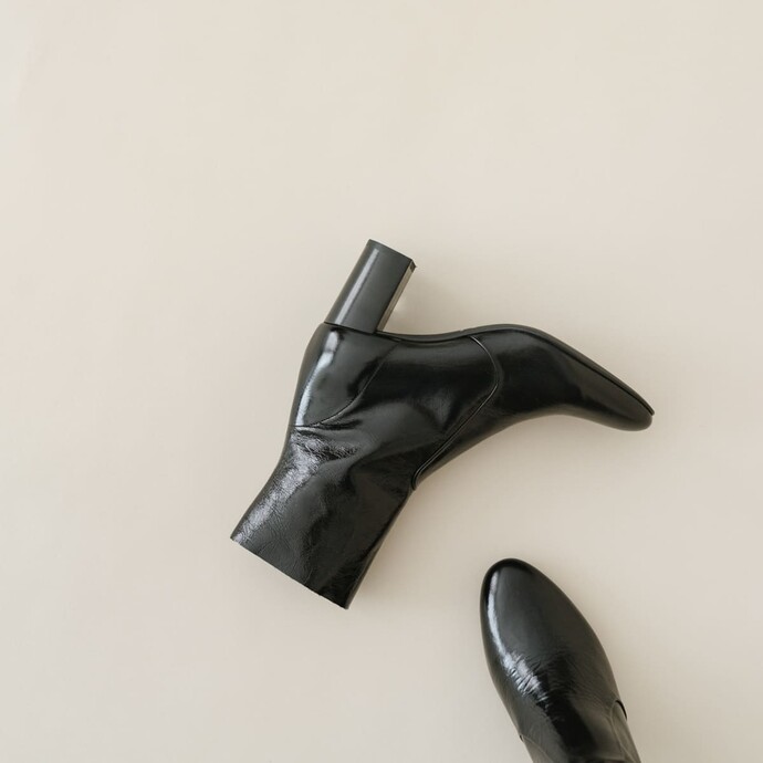 Bottines à talons  en cuir vieilli noir
