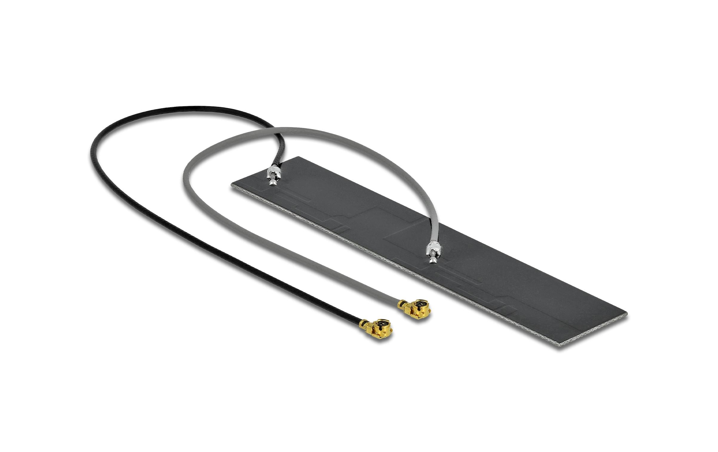 WLAN-Antenne Dualband, 2xMHF-I/U.FL MHF I 4 dBi RundstrahlDelock WLAN 802.11 ac/a/h/b/g/n Doppelantenne 2 x MHF 4L Stecker 3 - 5 dBi 1.13 2 x 25 cm PCB intern Klebemontage