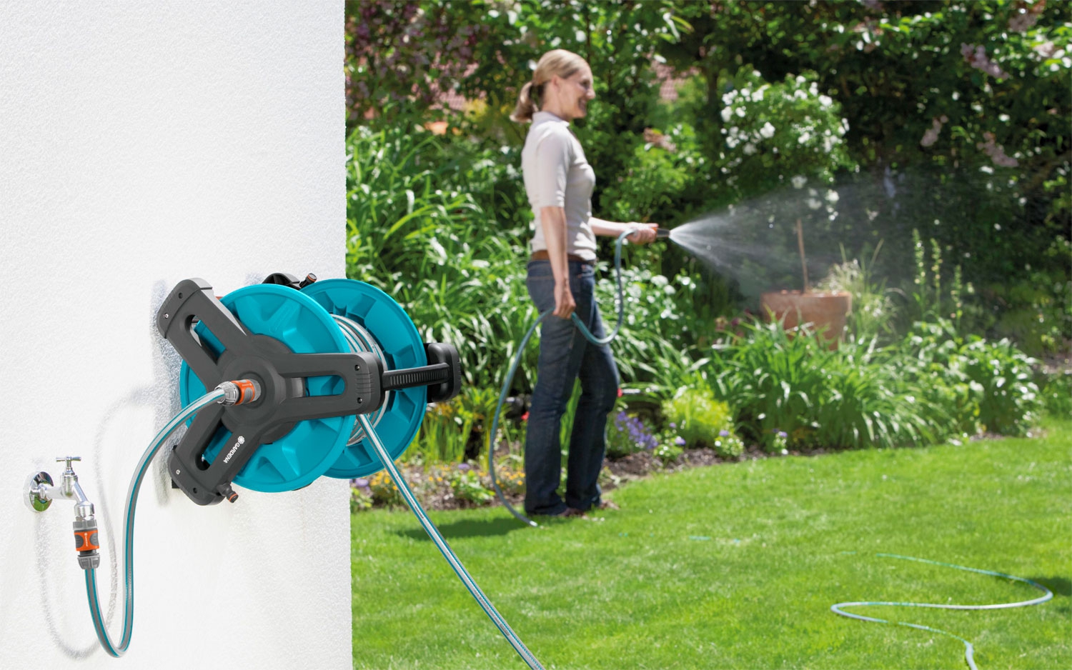 Gardena Classic 50 Wand-Schlauchtrommel Set 20 m