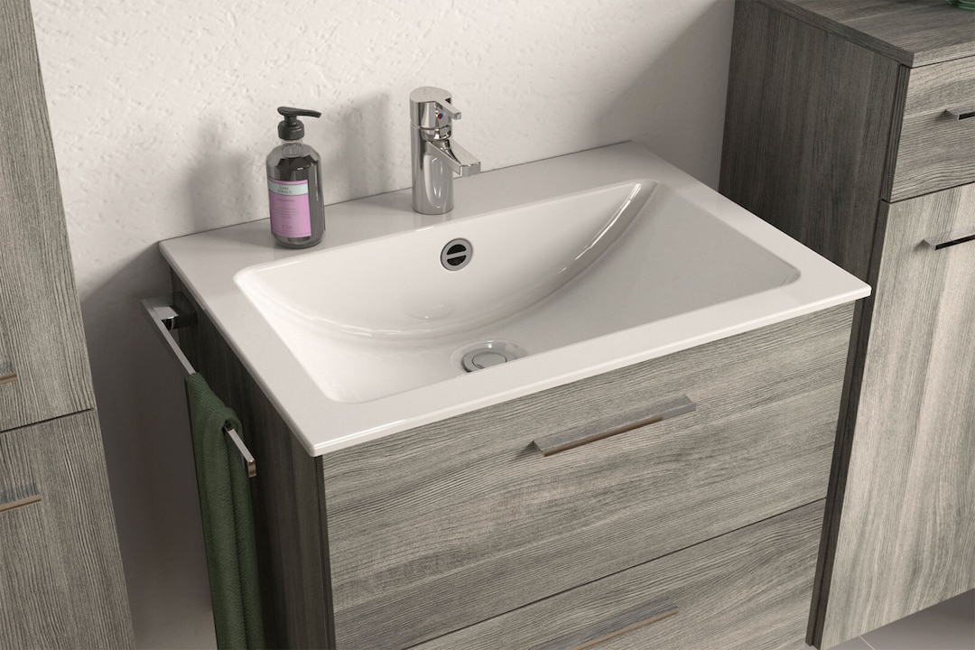 Waschbeckenunterschrank YORK 60 x 52 cm Rauchsilber grau