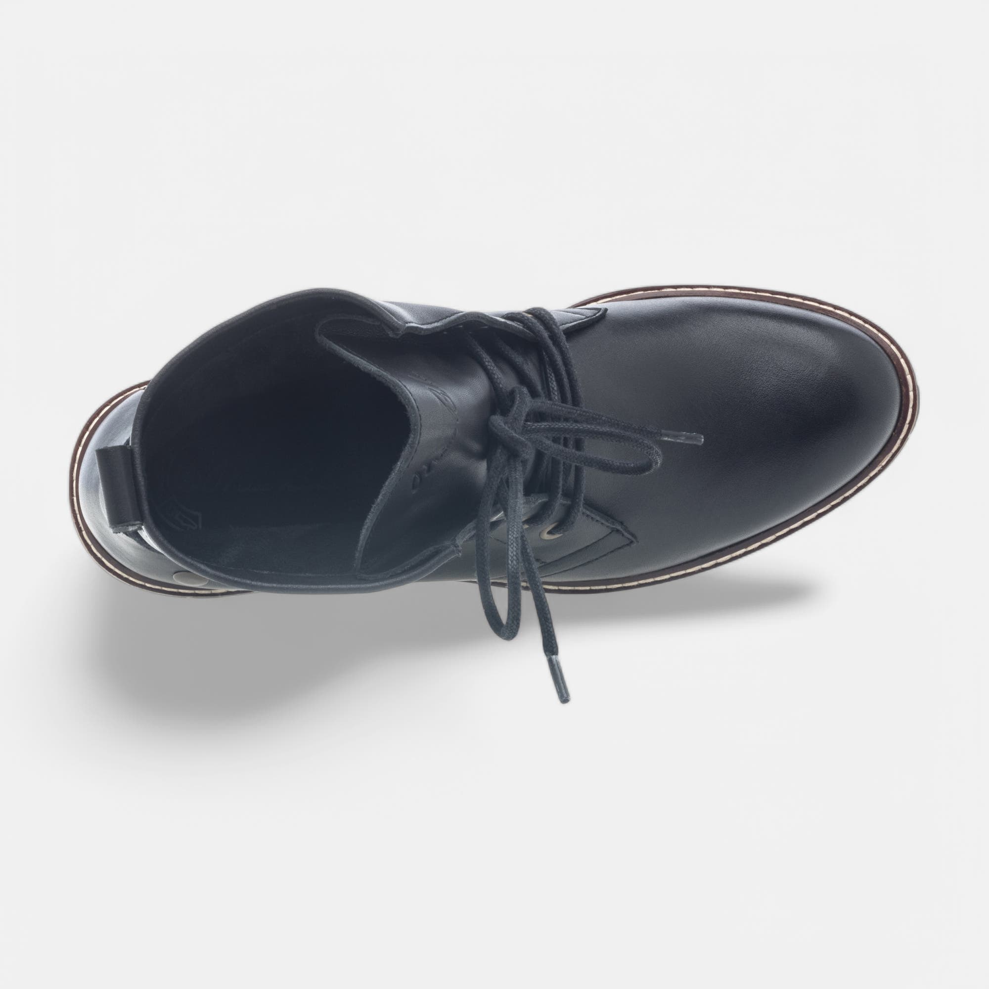 Bottines à lacets Femme en cuir noir