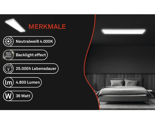 Dimbaar LED-paneel 36W 4800 lm 4000 K 20x98 cm Slank wit + Backlight Effect