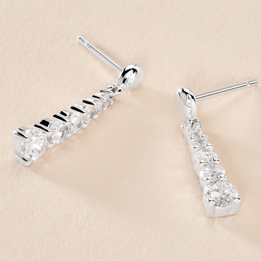 Boucles D'oreilles Pendantes Dervla Argent Rhodié Oxyde De Zirconium