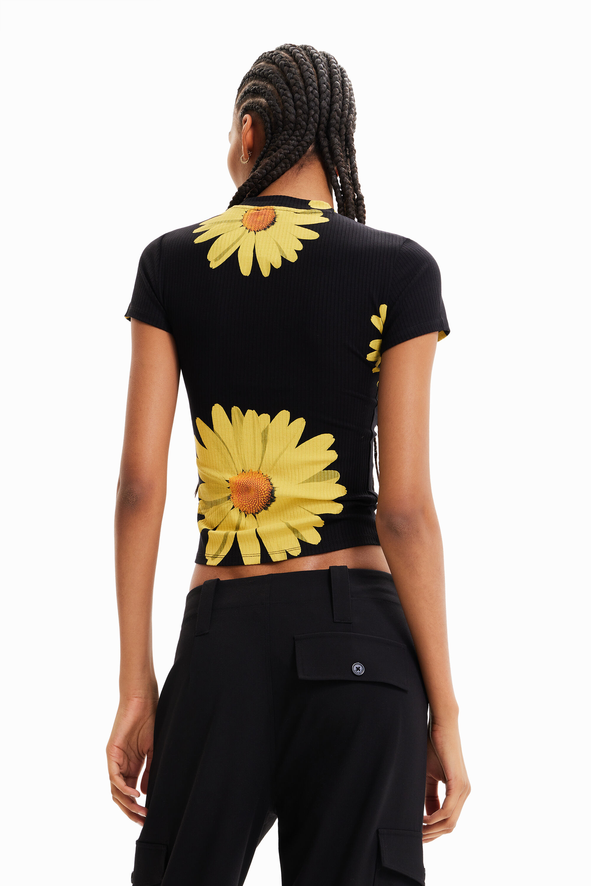 T-shirt marguerites tissu côtelé