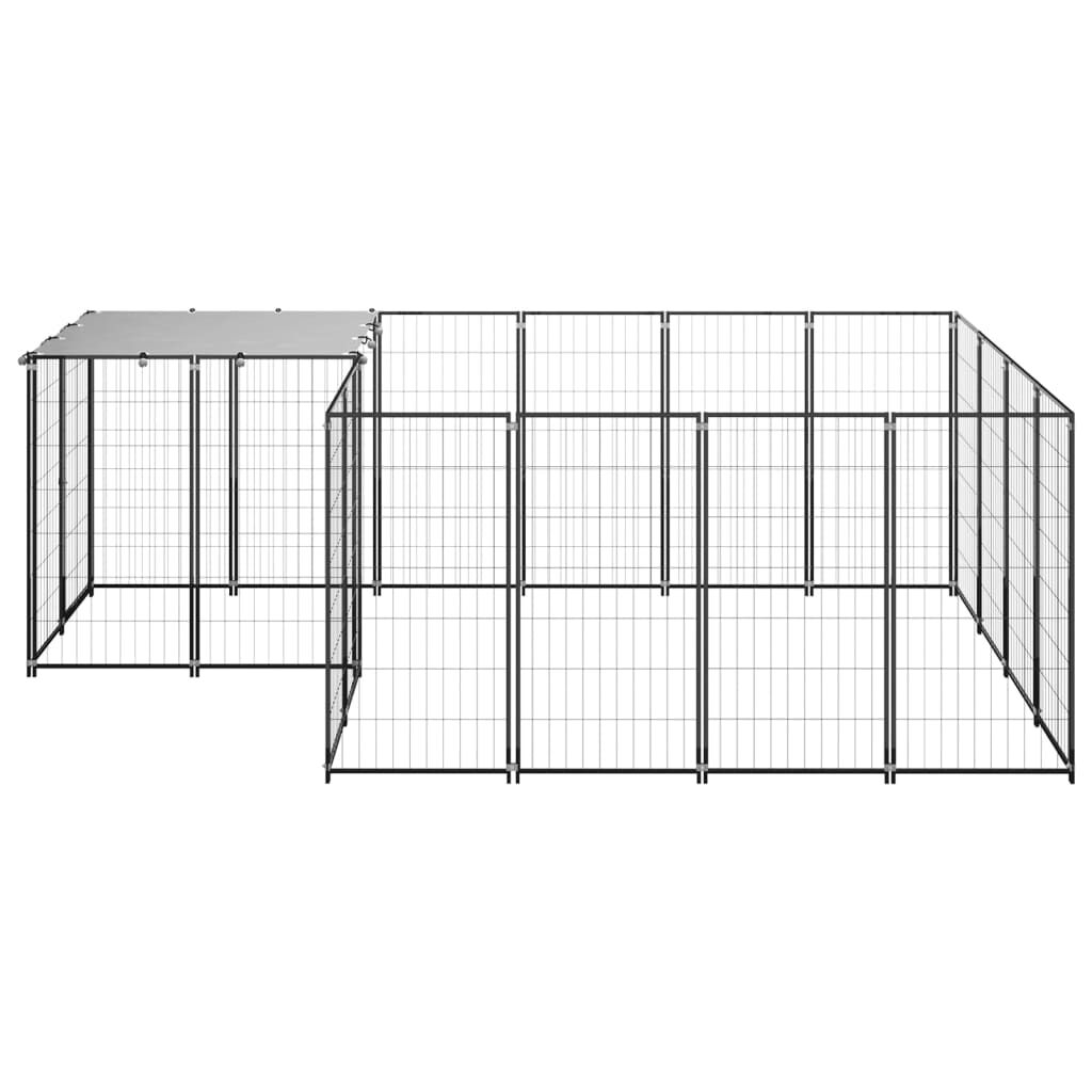 vidaXL Hondenbench Zwart 6,05 m² Staal