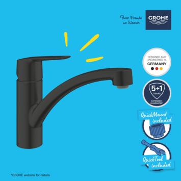 Grohe Start Keukenmengkraan lage uitloop mat zwart