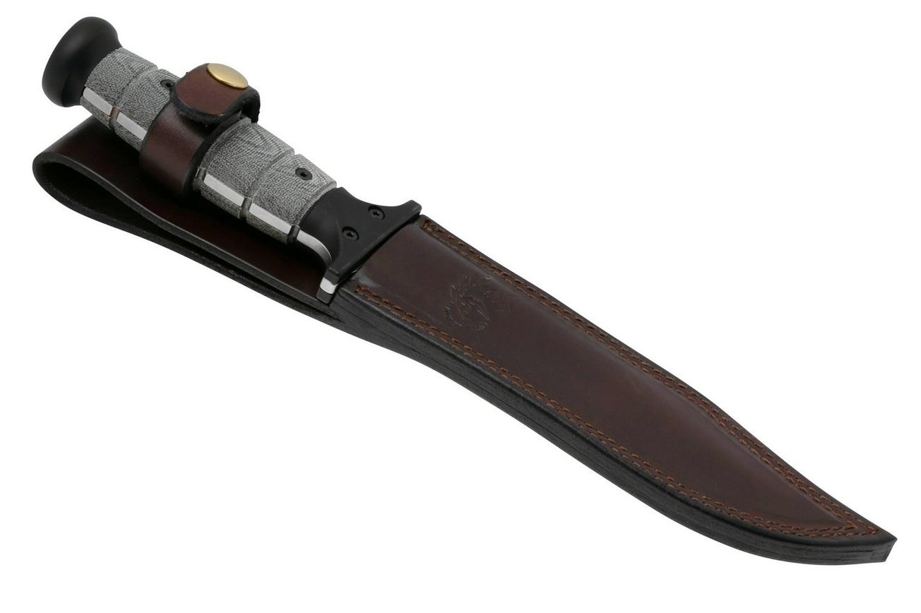 Rick Hinderer KA-BAR Stonewashed 3V, Black Micarta, vaststaand mes