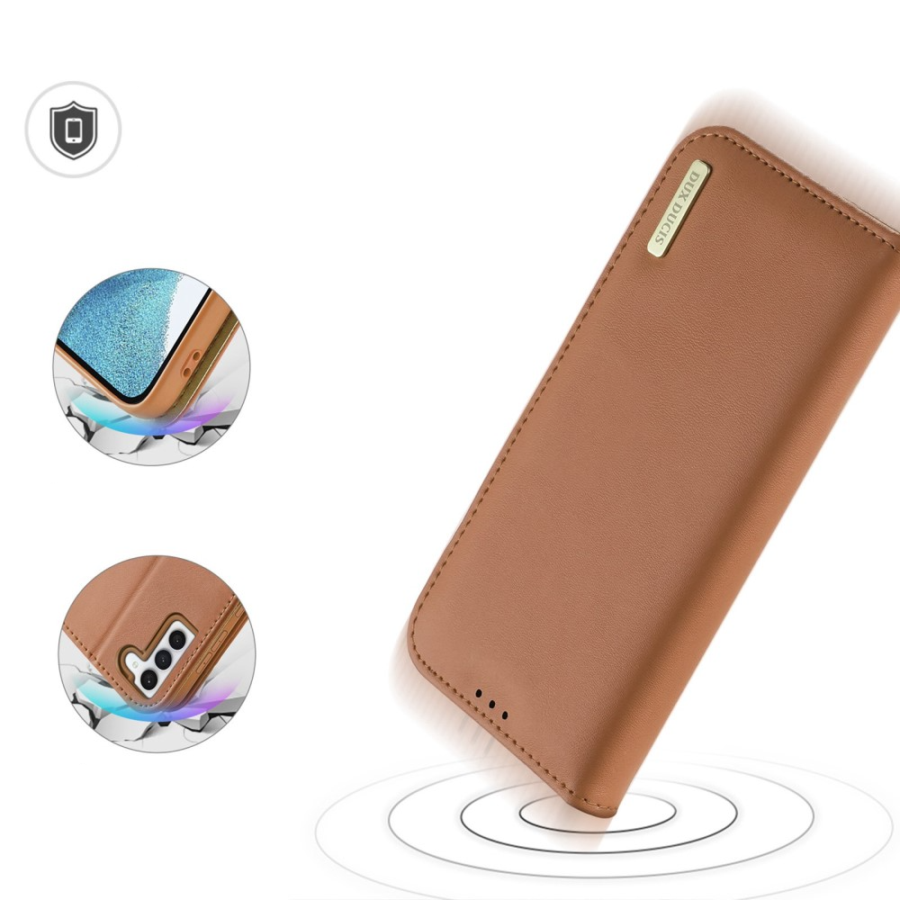 Samsung Galaxy S23 5G Flip Wallet Cover Echtleder Tasche (RFID Schutz) - Braun