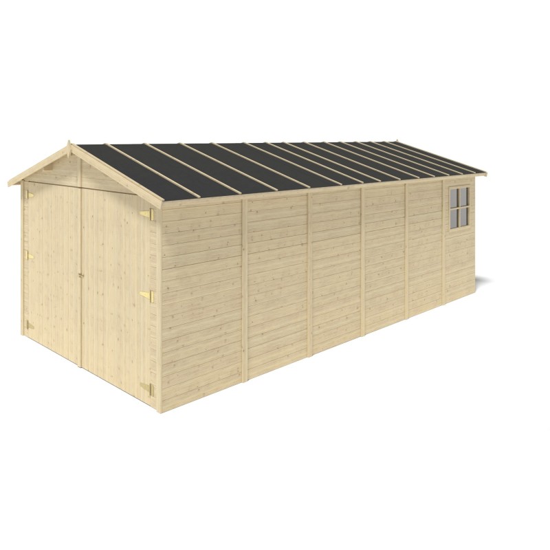 Garage en bois - 18,19m2 - 3,05x5,91m - ep. 18mm - couleur: naturel