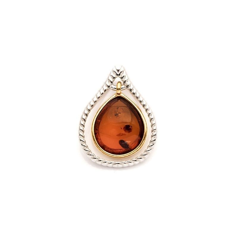 Pendentif argent 925 Ambre veritable de la mer Baltique