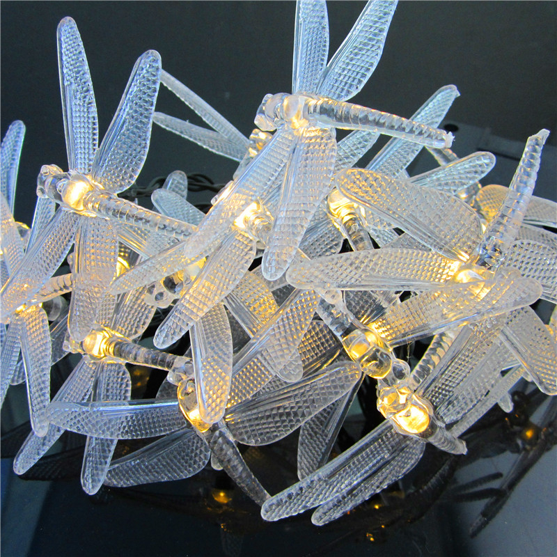 (4.8m) 30 LED's Deko Lichterkette Libellen Beleuchtung 8 Modi   Fernbedienung (Batteriebetrieben) - Warmweiss