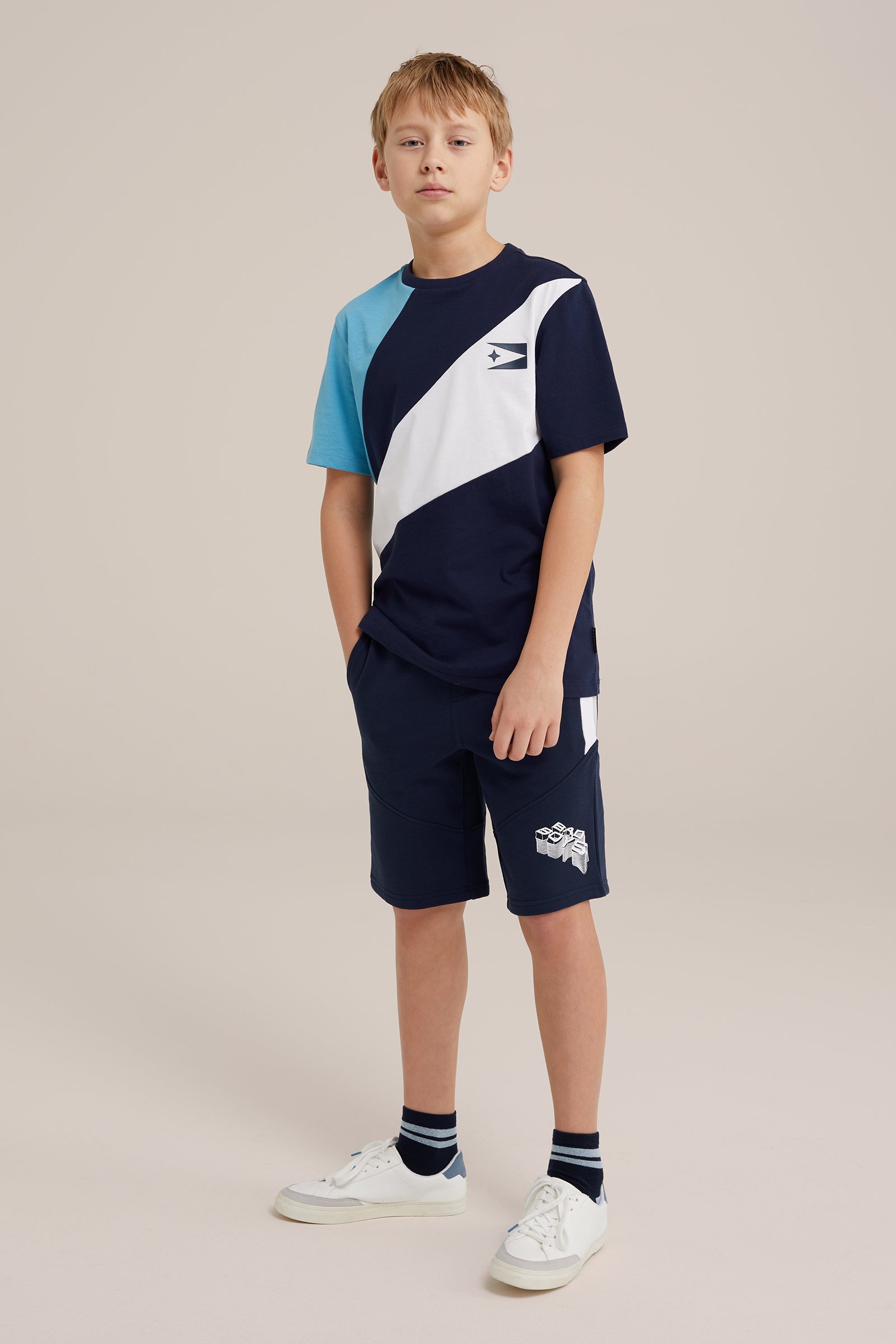 Jongens sweatshort met tapedetail Bad Boys Donkerblauw