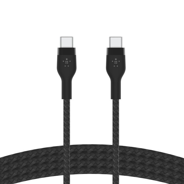 (1m) 60W BoostCharge Pro Flex USB C auf USB C Ladekabel Nylon Datenkabel Power Delivery mit Kabel Organizer (CAB011bt1MBK) - Schwarz