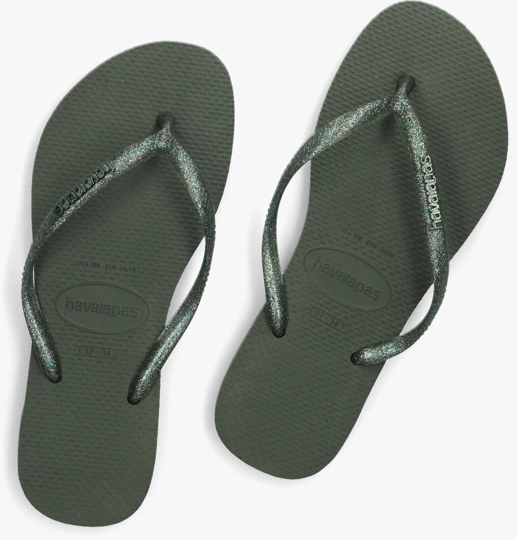 HAVAIANAS groene havaianas teenslippers slim logo metallic