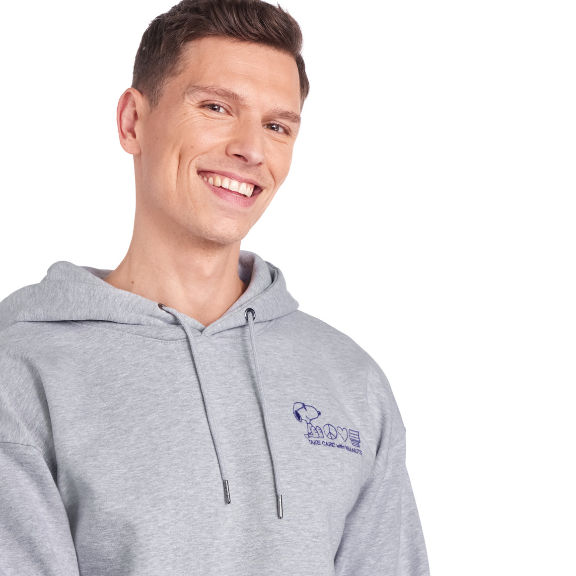 Jonas Nielsen Peanuts Hoodie mit Stickerei hellgrau