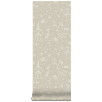 Vliesbehang Sunset island taupe (dessin 139737)