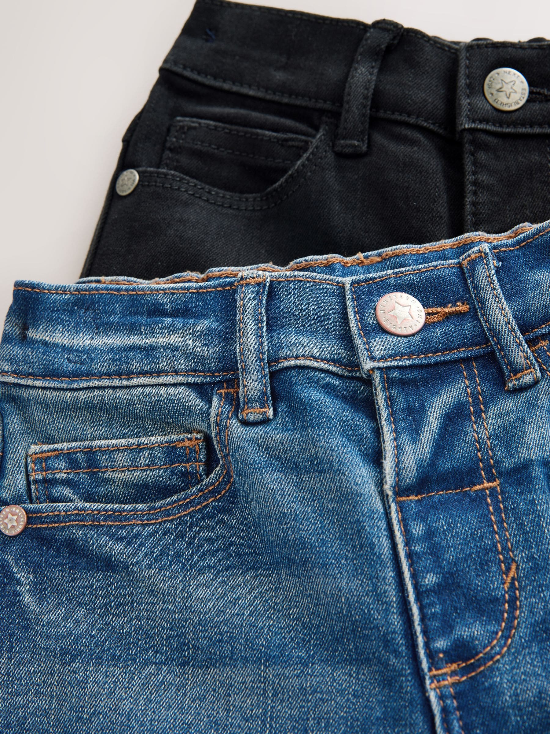 Middenblauw/zwart denim - 2 Pack Regular Fit Comfort Stretch Jeans (3mths-7yrs)