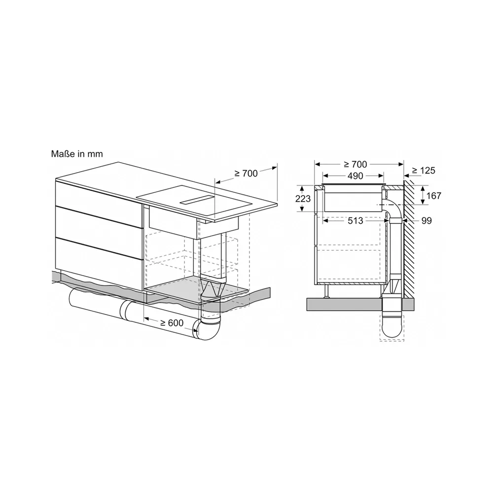 Siemens ED711HQ26E Induktionskochfeld Rahmenlos mit integriertem Dunstabzug 70cm