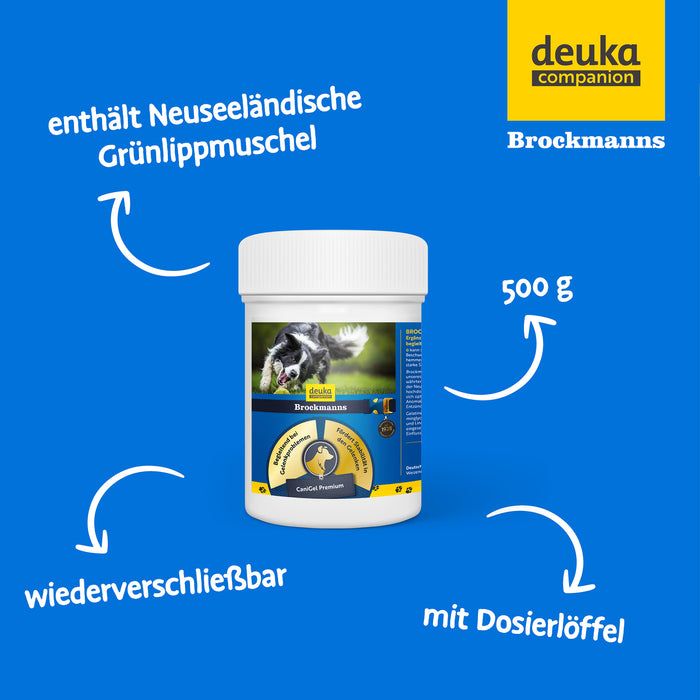 Brockmanns CaniGel Premium | Ergänzungsfuttermittel Hunde | Gelenkbeschwerden | mit Grünlippmuschel