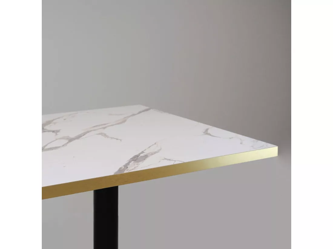 Mange-debout 70 x 70 cm - modèle Milan marbre blanc chants laiton