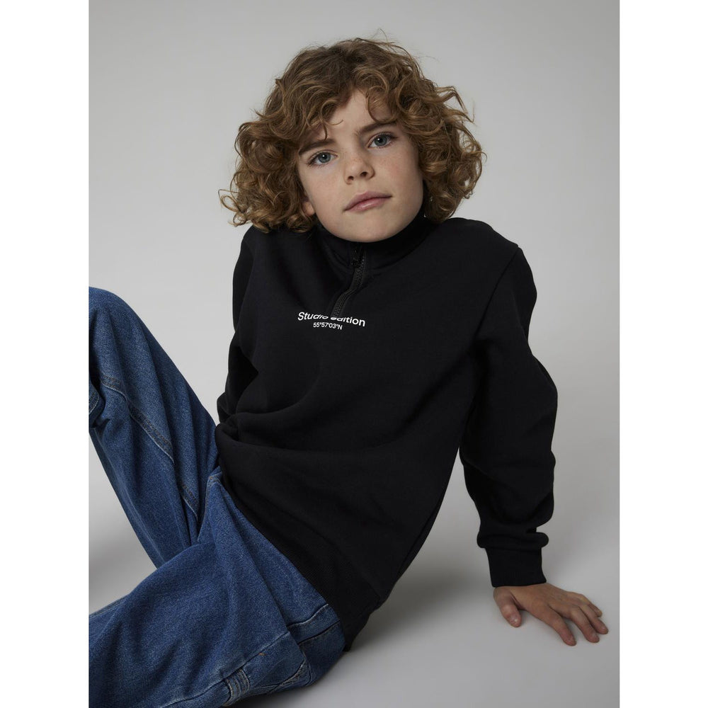 Køb Name It Black W. White Print Nkmbrody Ls Nreg Sweat Zip Bru Noos