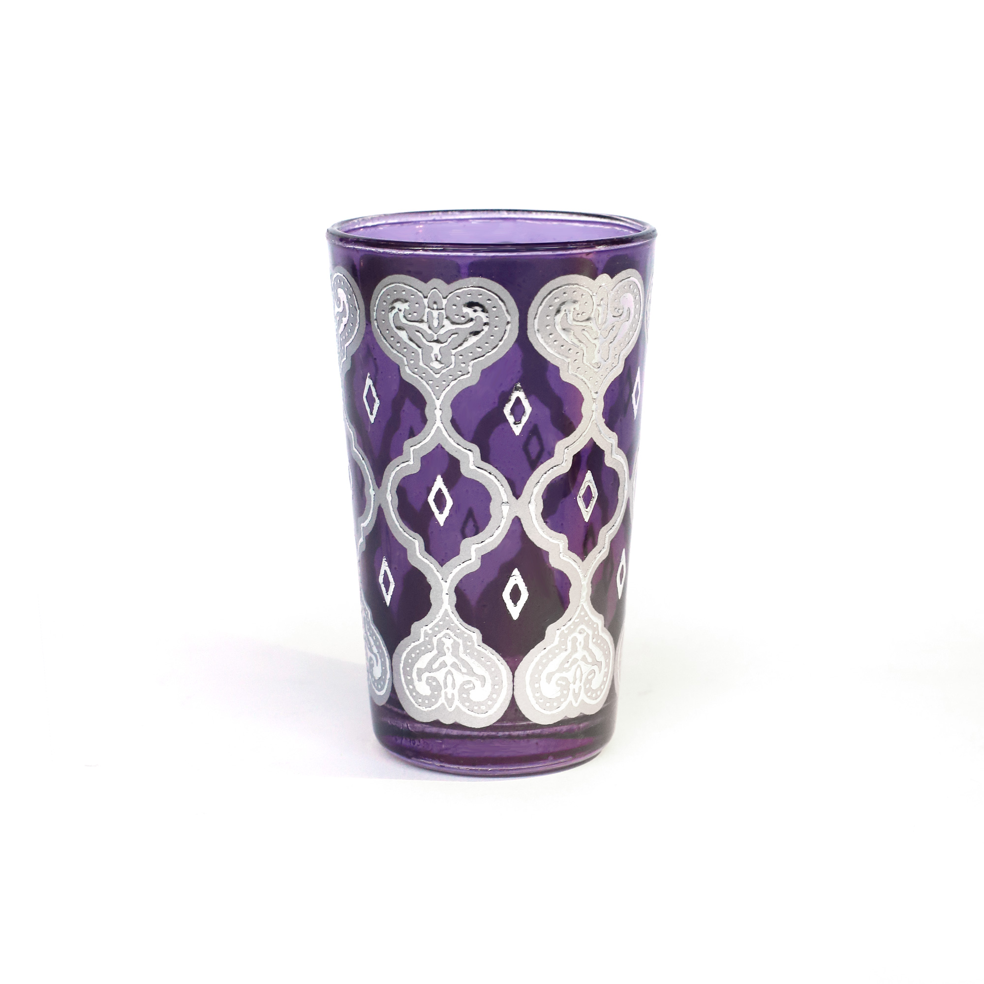 Teeglas 'Jakar' lila-silber, H 9 cm, Ø 5,5 cm zu 4,80