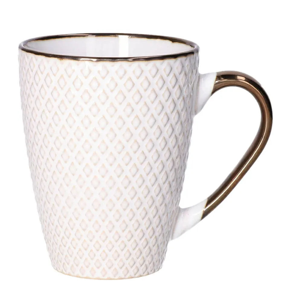 Secret de Gourmet Koffiemok Harlekijn - 1x - Keramiek - wit/goud