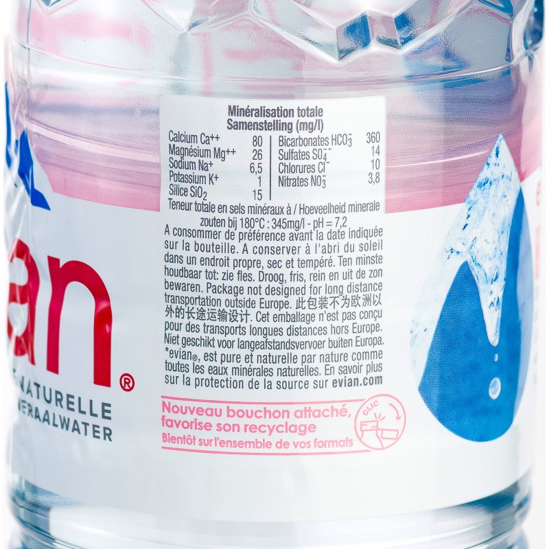 Eau minérale Evian 1,5 L - 12 bouteilles