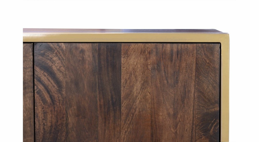 Bahut bois, métal marron 180x40x80cm - bois-métal