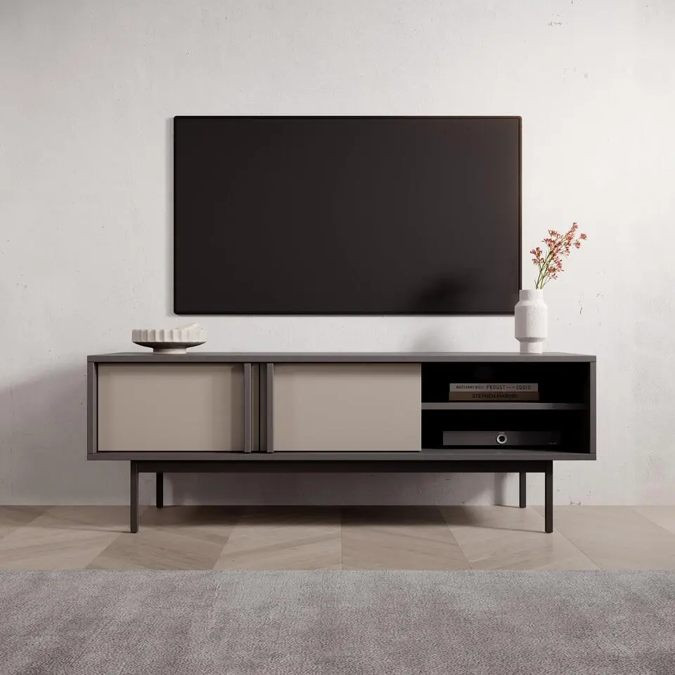 Meubella - Antigo - TV-Meubel - Beige/Antraciet - 123 cm