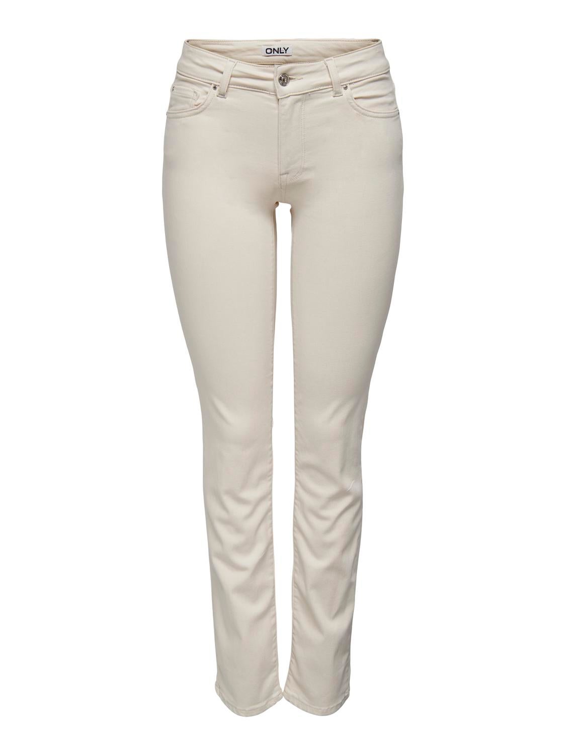 ONLALICIA Mittlere Taille Gerade geschnitten Jeans Ecru