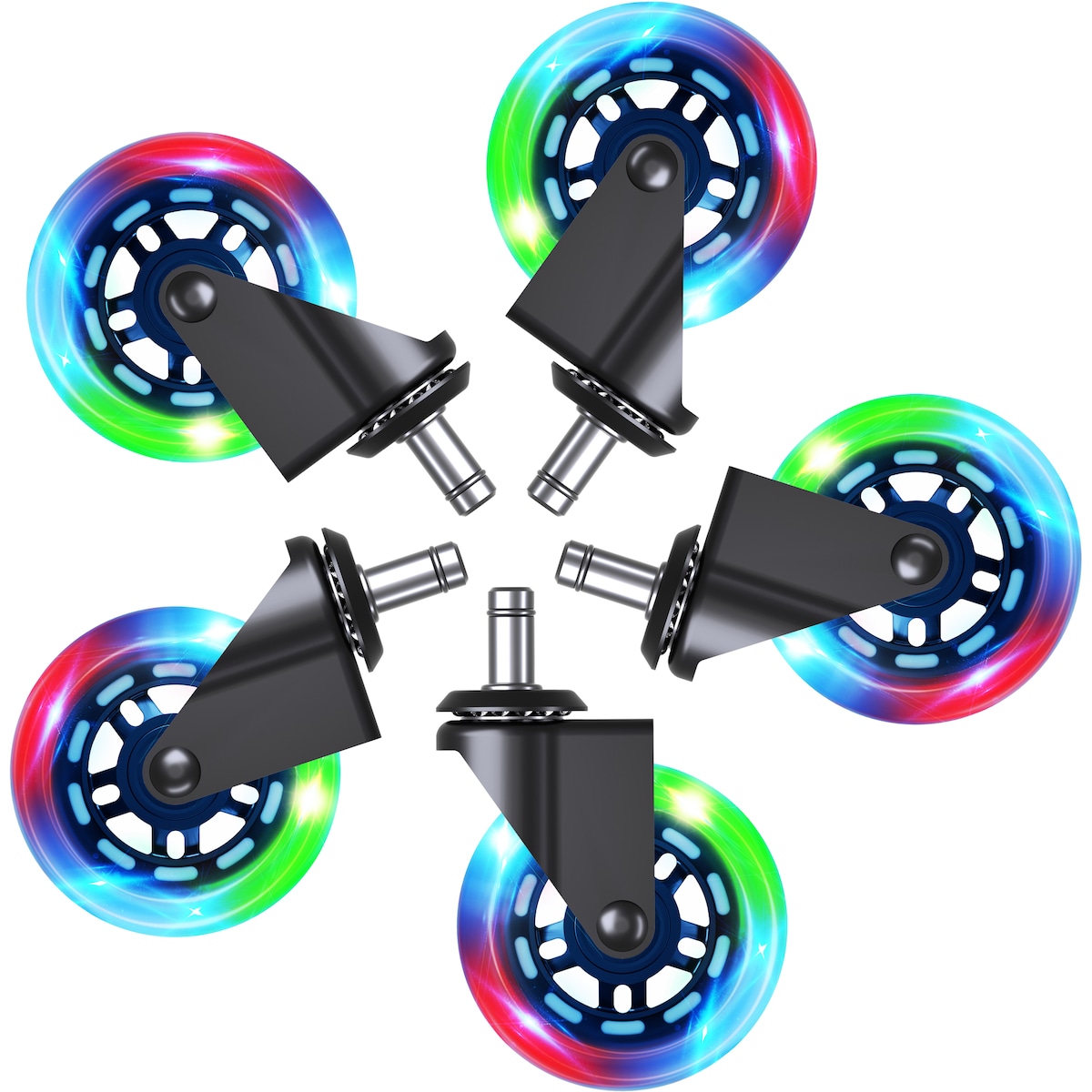 Piranha hjul for gamingstol – 5 pakning (RGB)