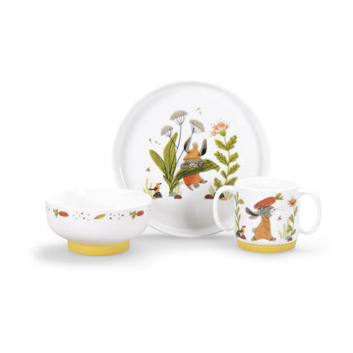 Set Vaisselle Porcelaine Trois Petits Lapins Blanc - MOULIN ROTY