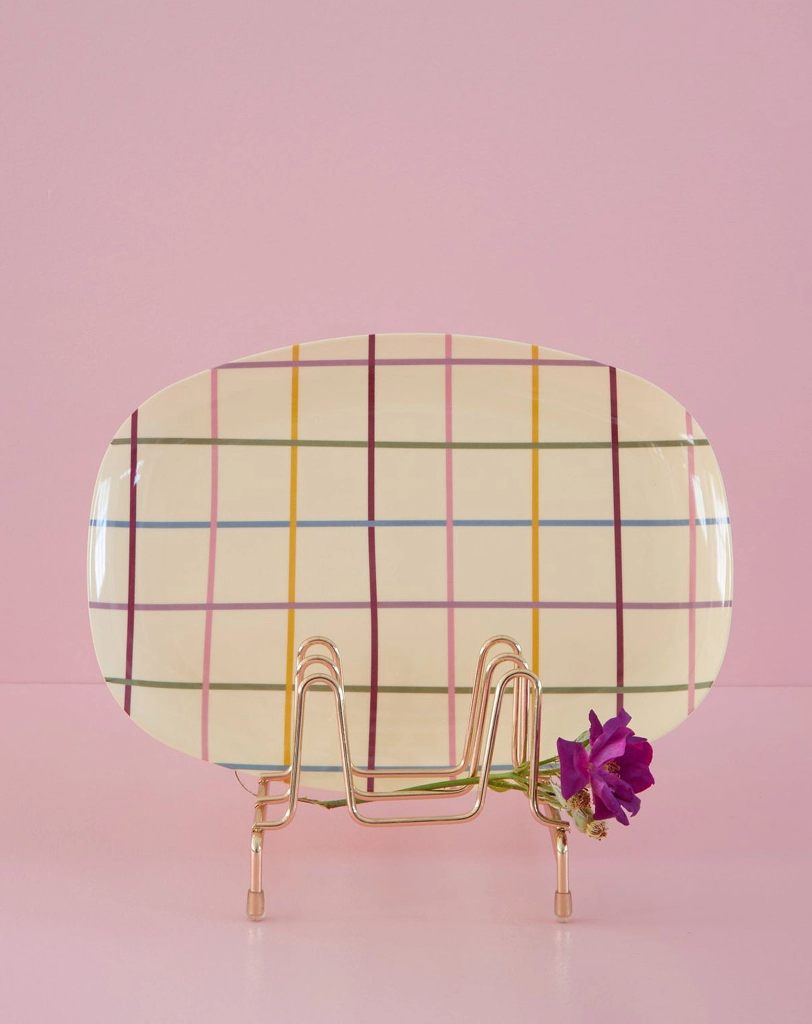 Melamin-Servierteller CARO CHECK in creme