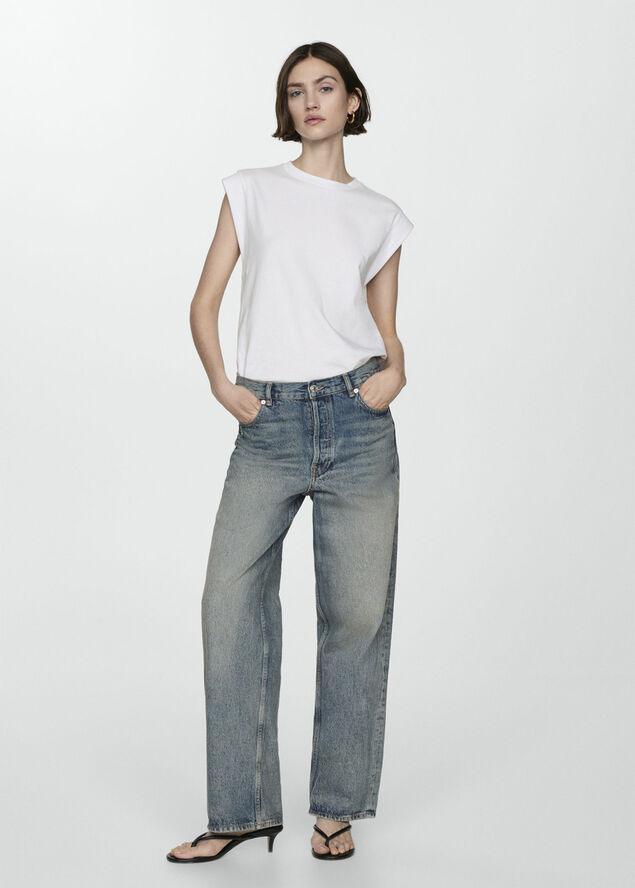 MANGO Short-sleeved cotton t-shirt White