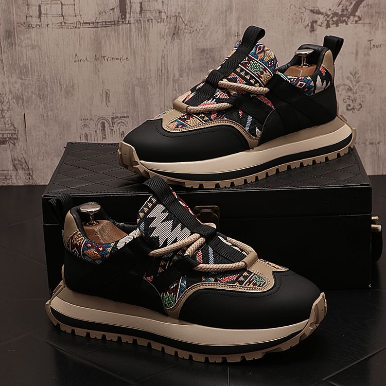 Mr Ozera - Platform veterschoenen met patroon van imitatieleer