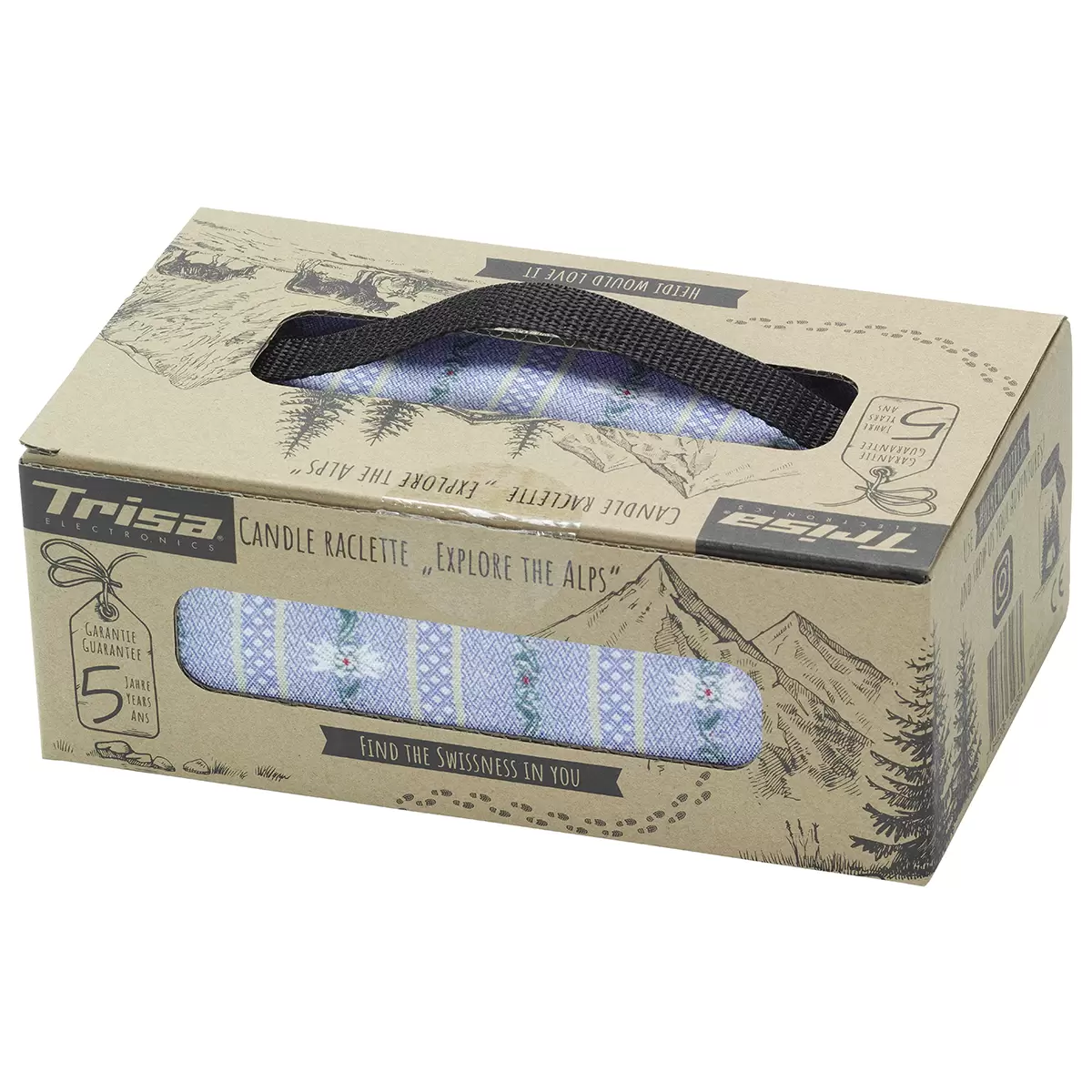 Kerzenraclette mit Tasche Explore the Alps weiss,rot