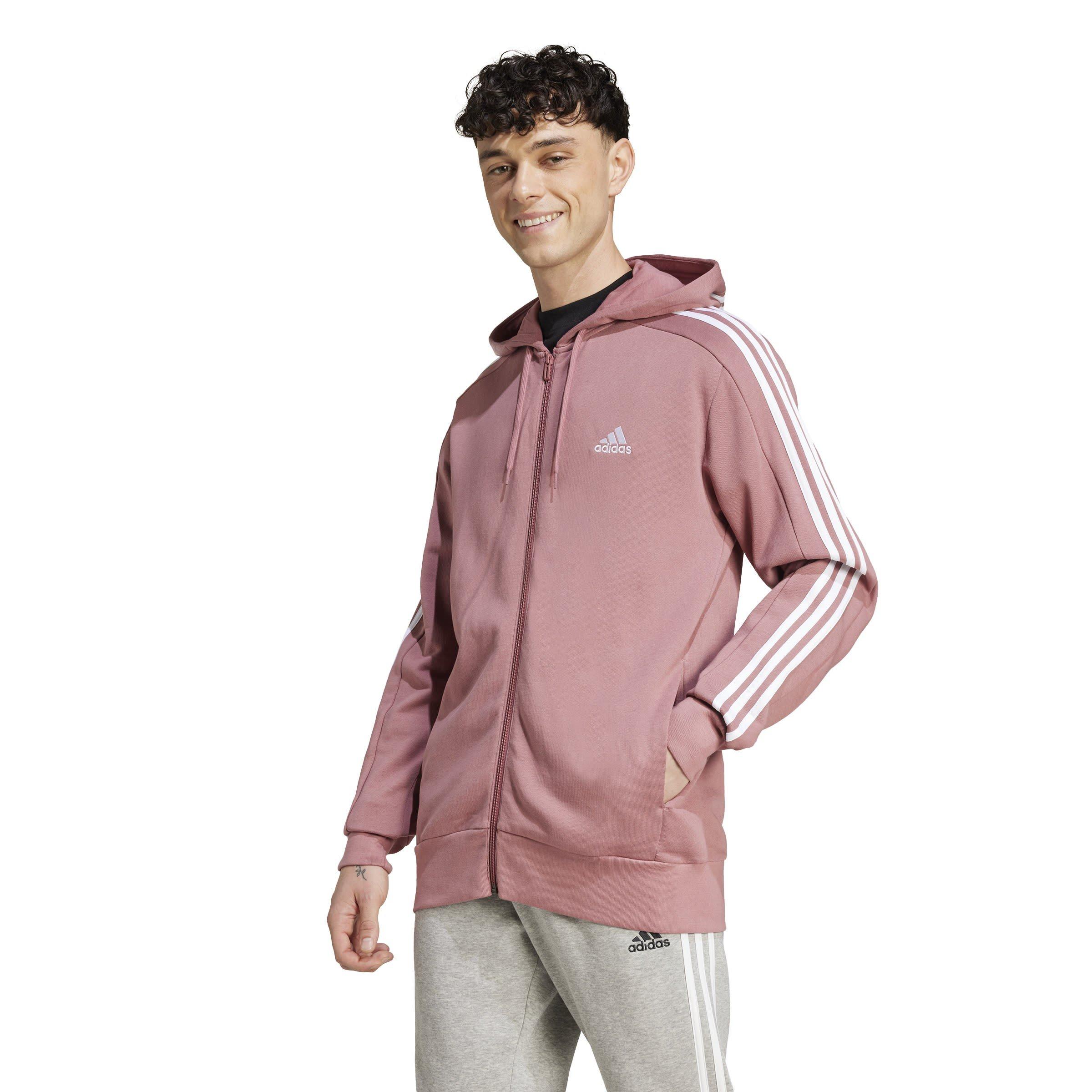 adidas Essentials French Terry 3 Stripes Zip Hoodie Mens