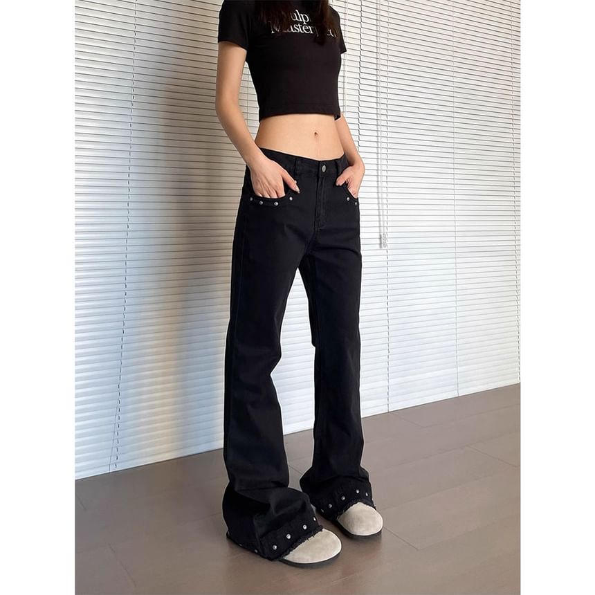 rinkoplan - Low Rise Studded Bootcut Jeans